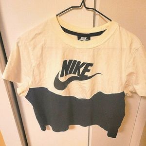 black & white cropped Nike workout top